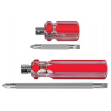 FIT 56210 Отвертка с переставным жалом, пластиковая красная прозрачная ручка 6х70мм РН2/SL6